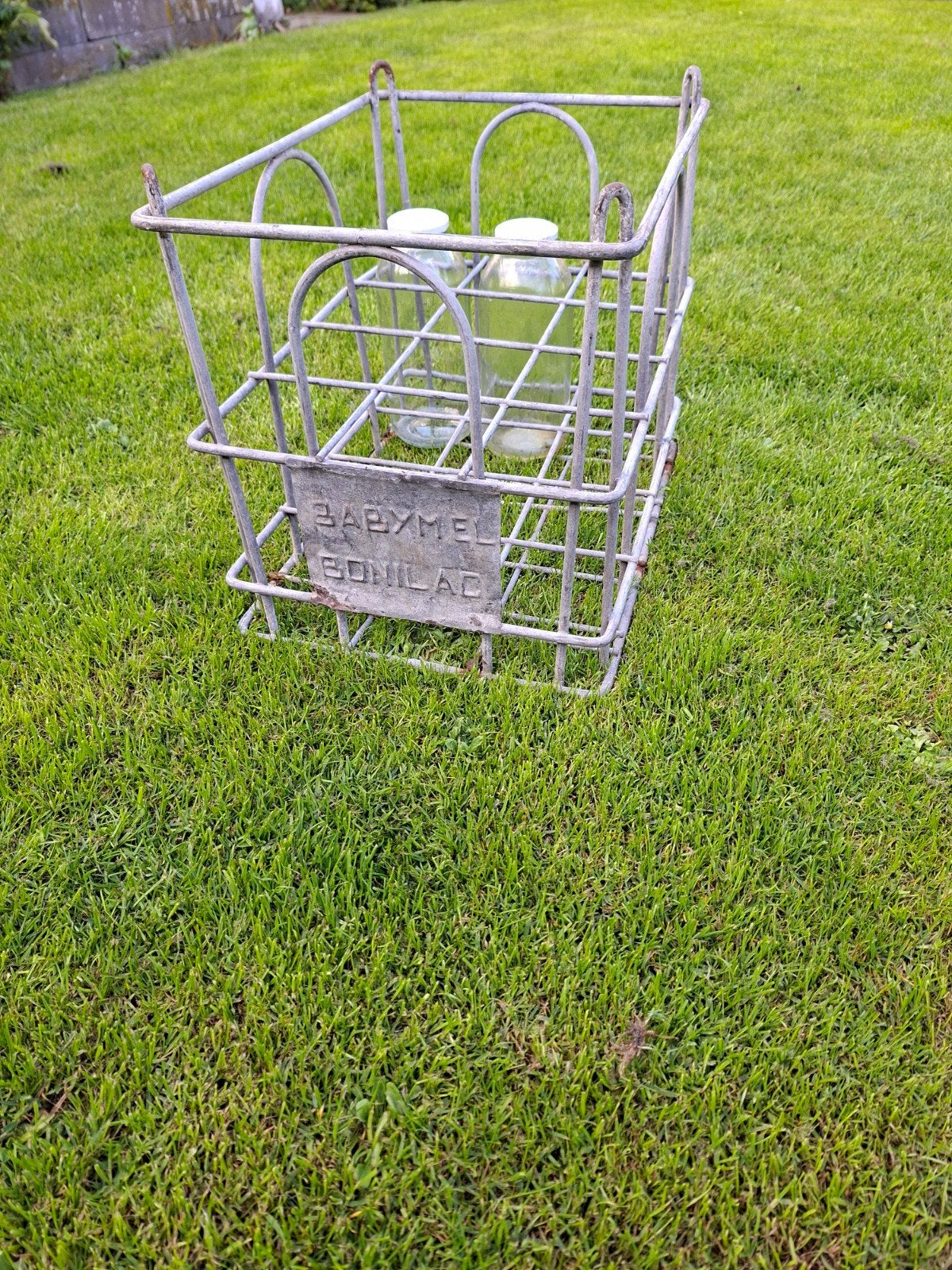 Vintage zinken melkflesrek - Babymel Bonilac, Ophalen of Verzenden