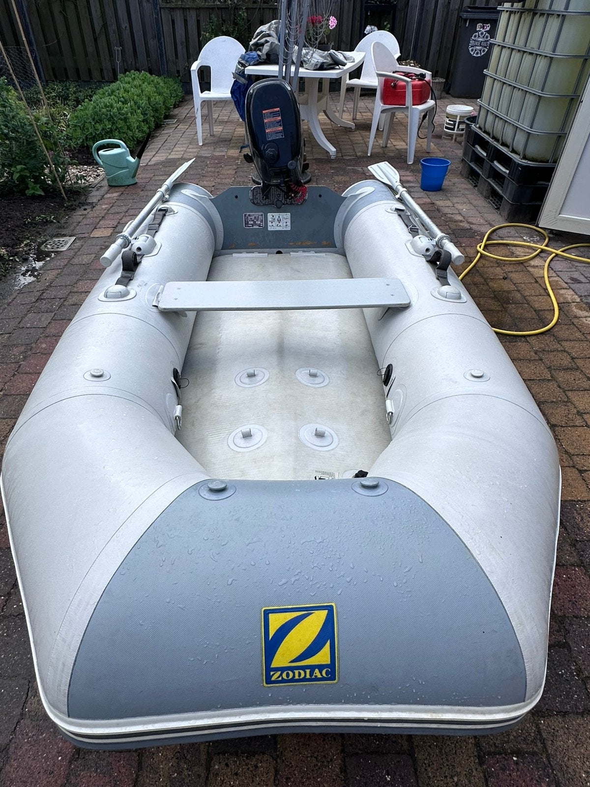 Zodiac + 6pk motor, Watersport en Boten, Rubberboten, Ophalen, Airdeck, Gebruikt, 6 pk