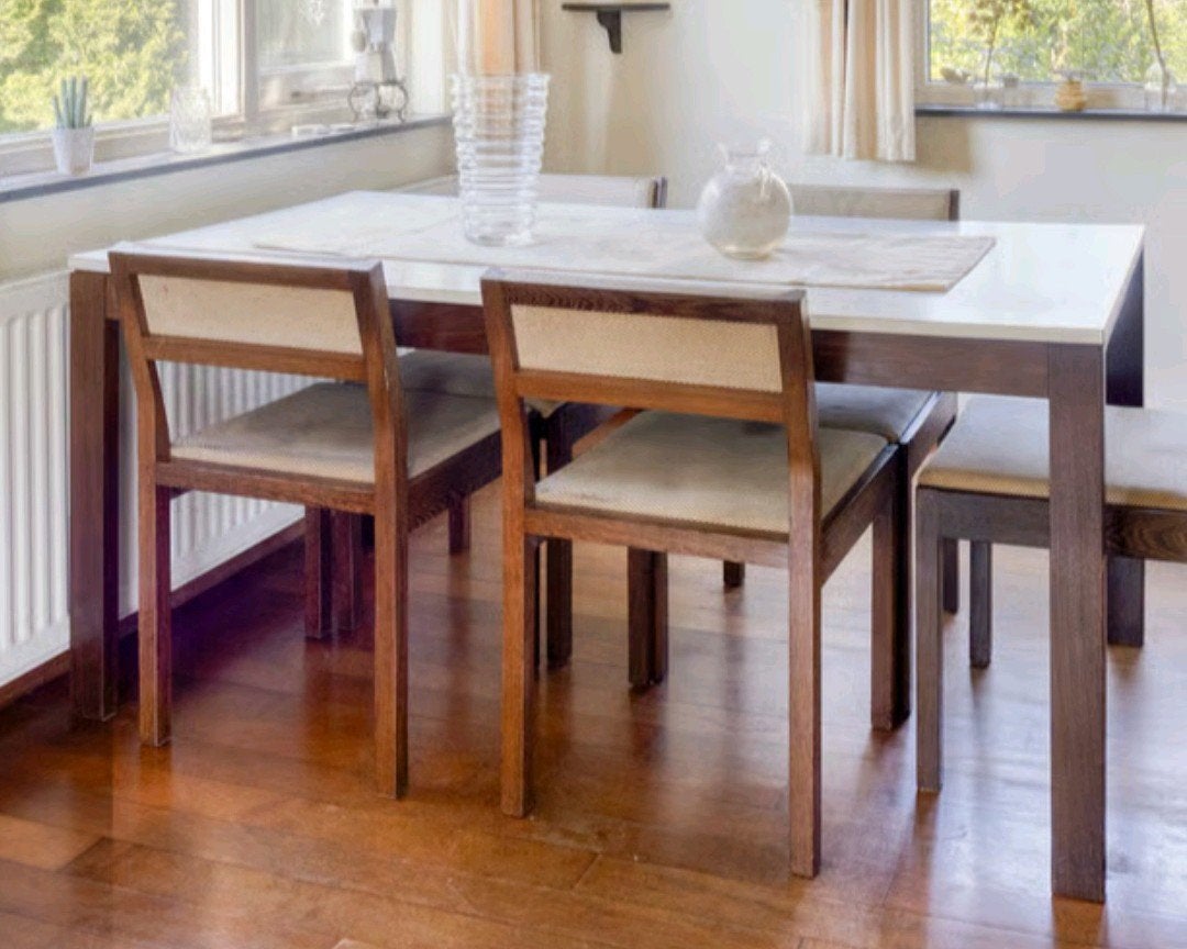 Pastoe eethoek met 4 stoelen uit de jaren 60, Huis en Inrichting, Ophalen, Gebruikt, Rechthoekig, 50 tot 100 cm