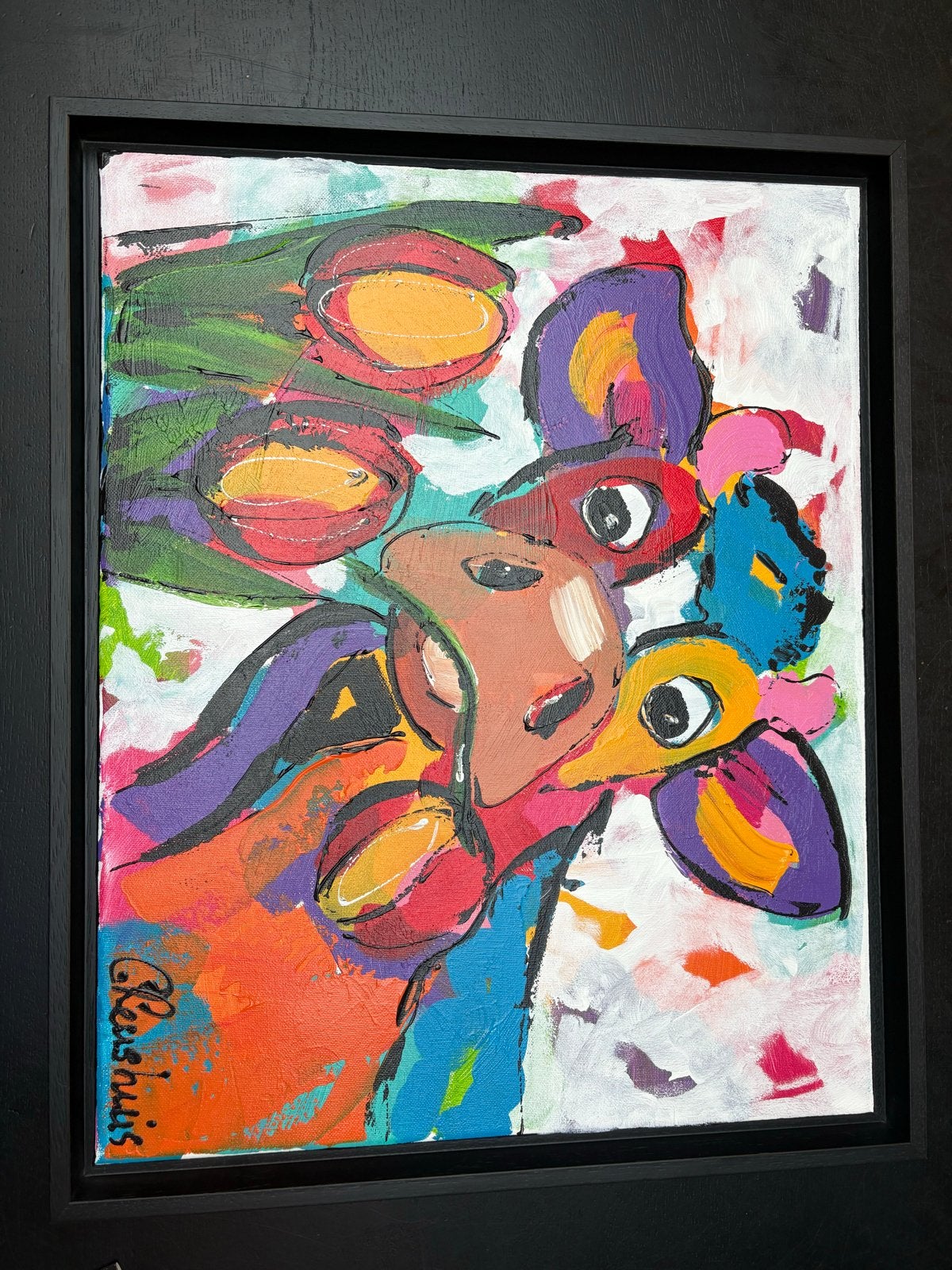 Kleurrijk Schilderij van C.M. Leushuis, Antiek en Kunst, Kunst | Schilderijen | Modern, Ophalen of Verzenden