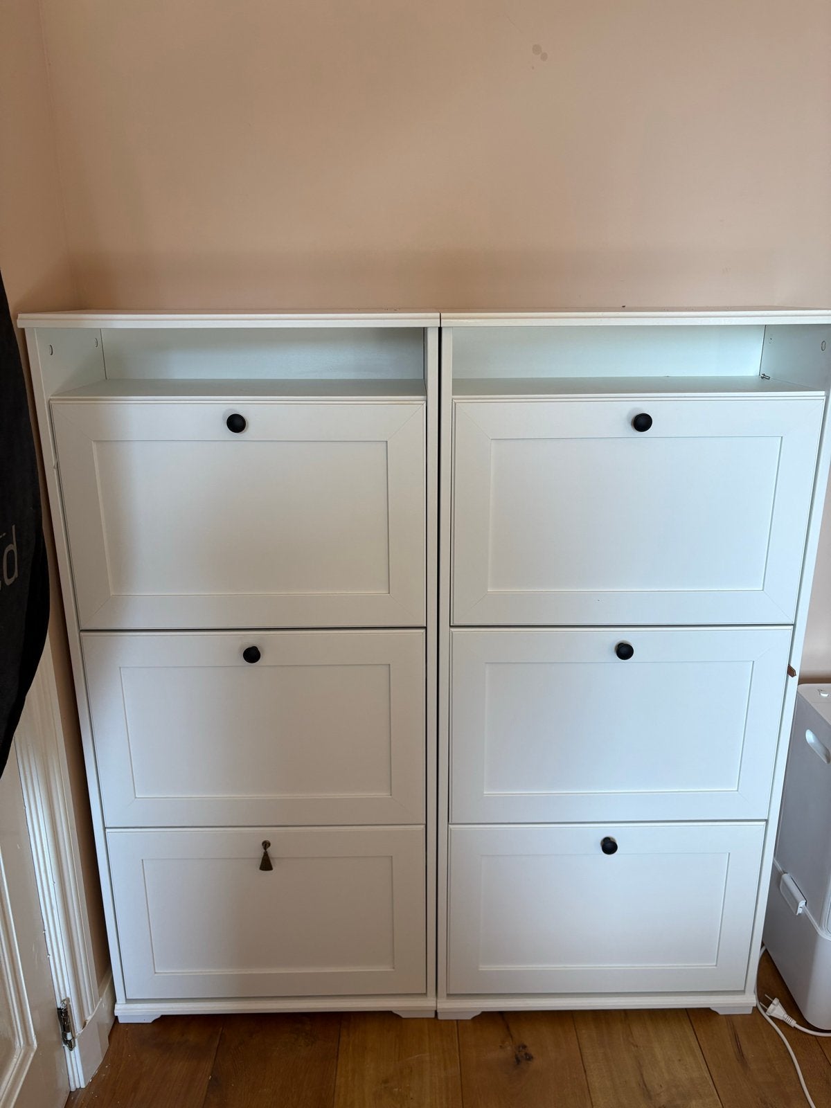 2x Witte Ikea schoenenkasten met 3 Vakken, Ophalen, Gebruikt