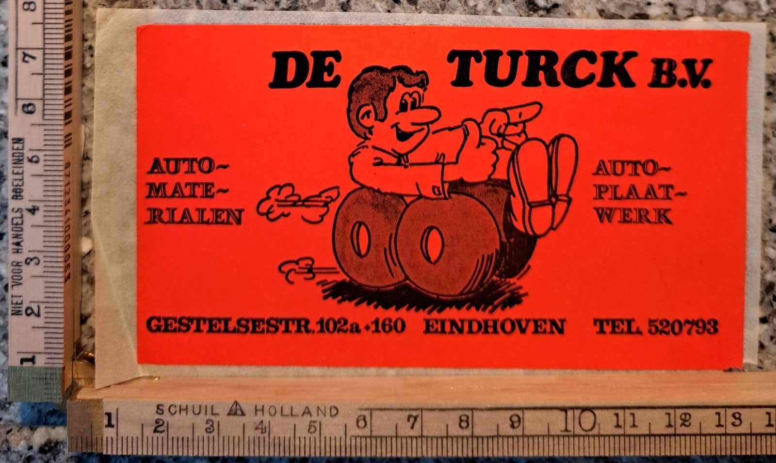 Vintage oranje  sticker De truck bv Eindhoven strip, Ophalen of Verzenden, Zo goed als nieuw