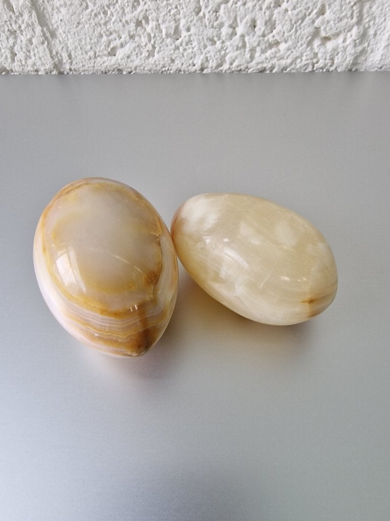 Set 2 Onyx Marmeren Eieren Crème Beige Decoratie, Ophalen of Verzenden