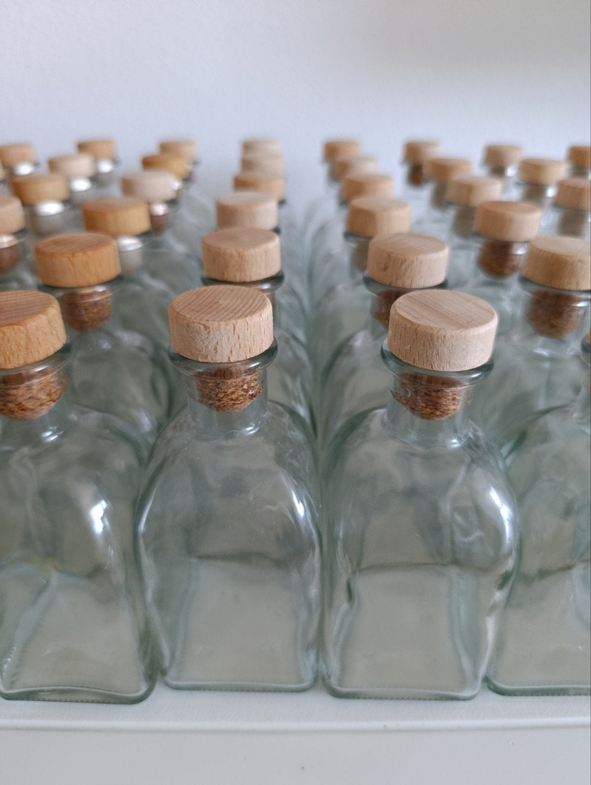 65x Glazen flesjes met kurk - 250 ml, Ophalen of Verzenden, Nieuw, Transparant, Glas