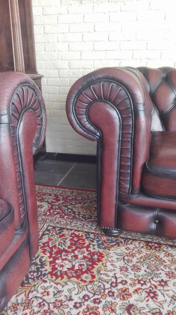 oude robuuste top chesterfield salon 3 en 2 zits, Ophalen