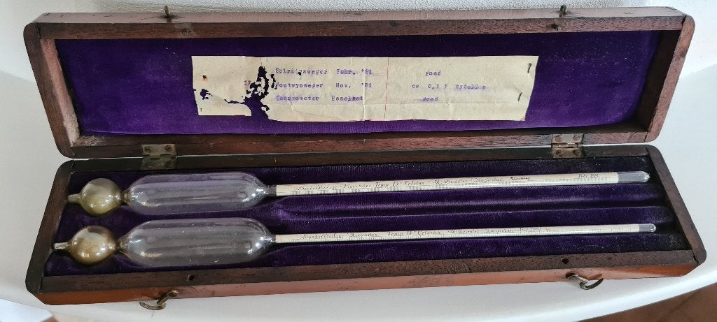 Antieke Kwik Glazen Areometer W. Geissler Amsterdam 1881, Ophalen of Verzenden, Gebruikt, Barometer