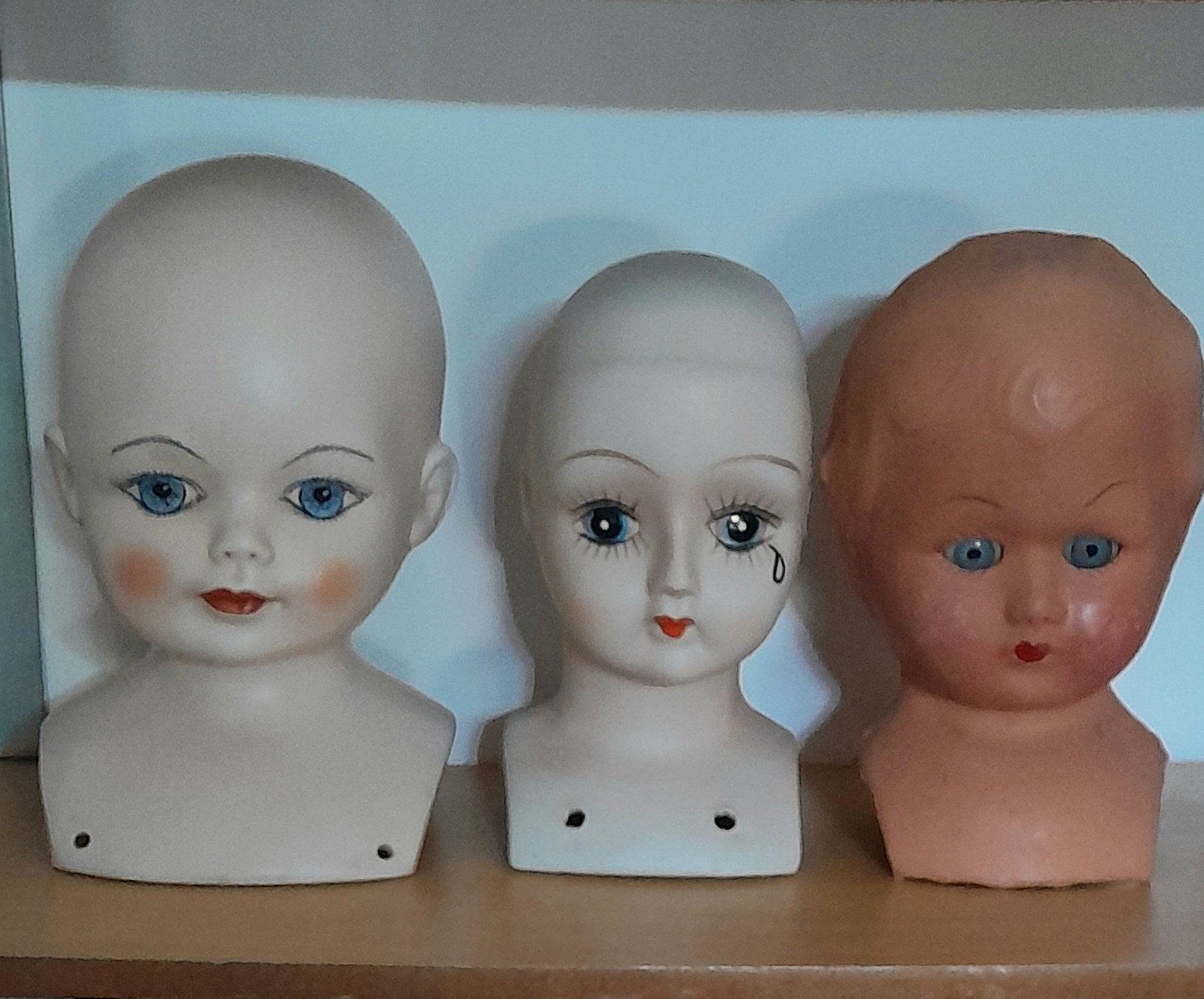 Oude poppen hoofdjes Vintage LOT, Verzenden, Gebruikt, Pop