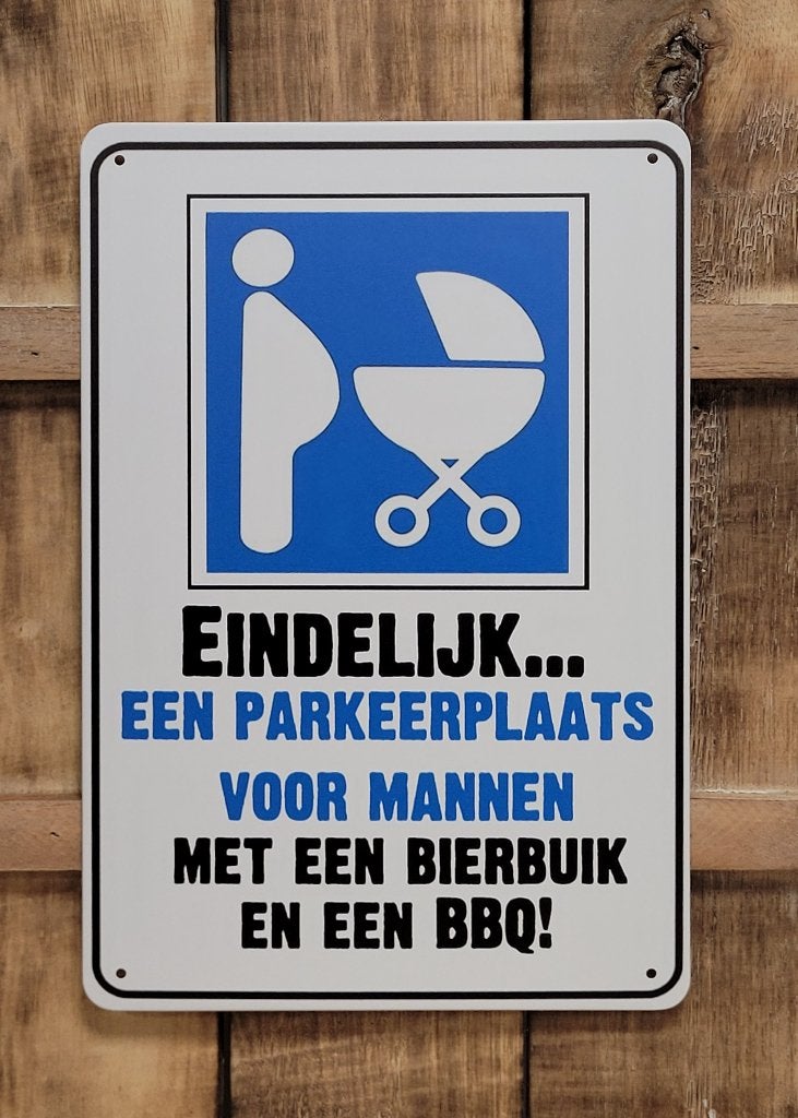 Parkeerplaats bierbuik en BBQ reclamebord van metaal deco, Info@deconoord.nl, Deco Noord, Nieuw, Ophalen of Verzenden