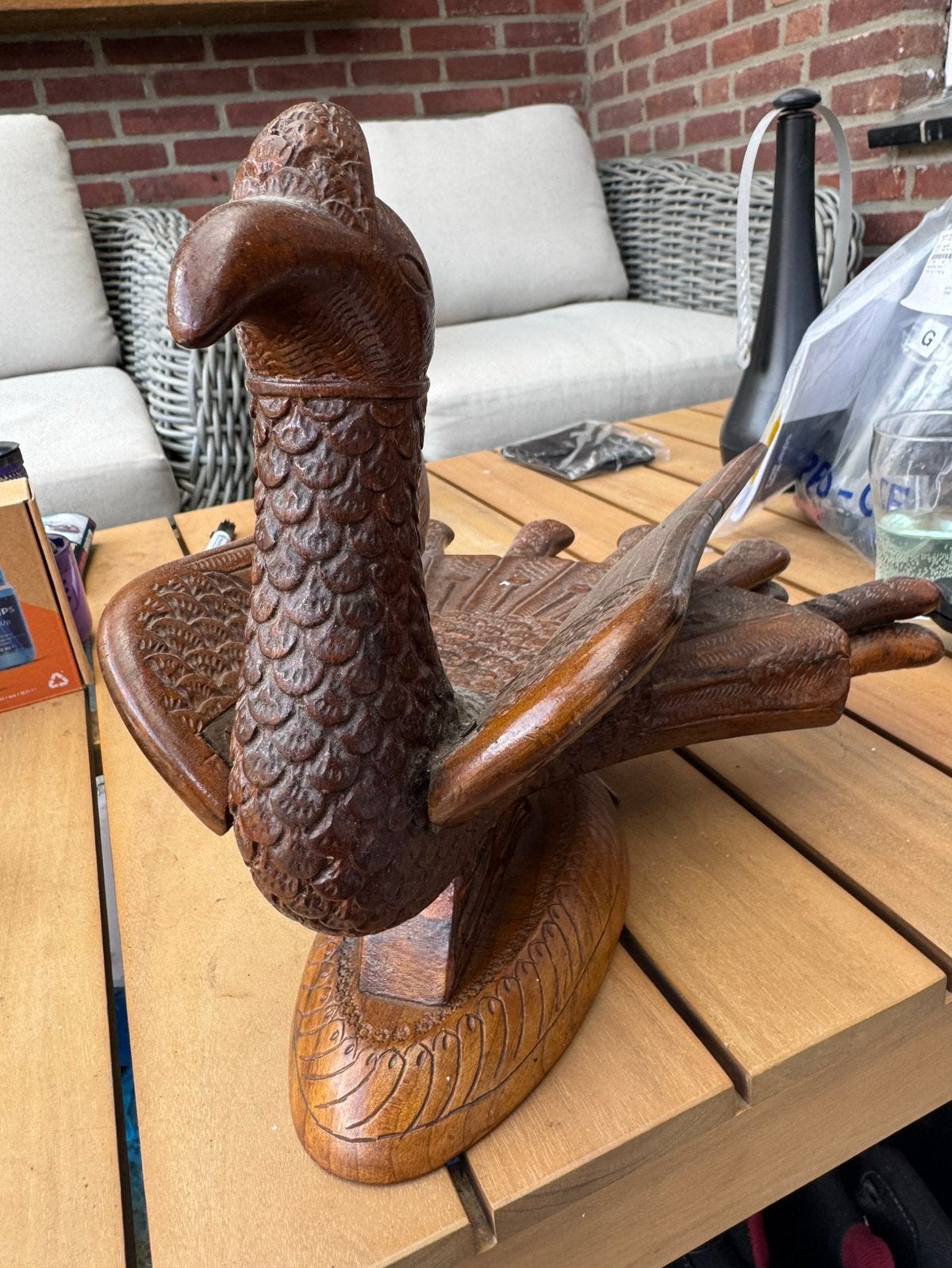 Houten pauw bestek BBQ India, Huis en Inrichting, Ophalen of Verzenden, Hout