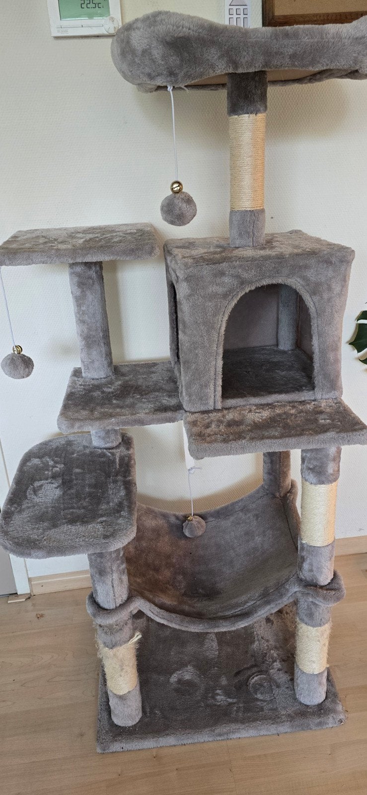 Krabpaal - met hangmat, lichtgrijs, 56 x 46 x 144 (L x B x H, Dieren en Toebehoren, Ophalen, Gebruikt