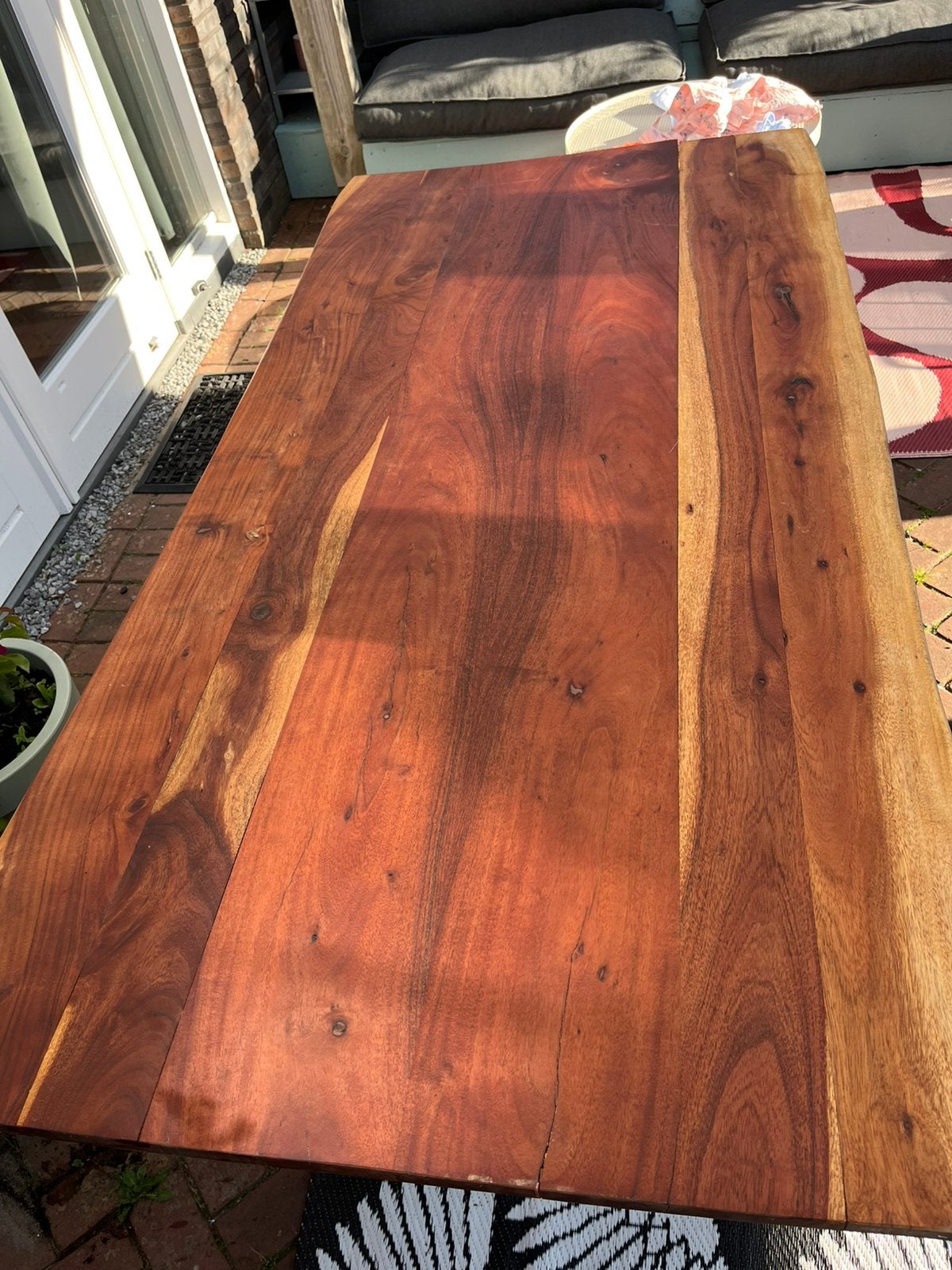 Acaciahout eettafel 180x90, Ophalen, 50 tot 100 cm, Zo goed als nieuw, 150 tot 200 cm