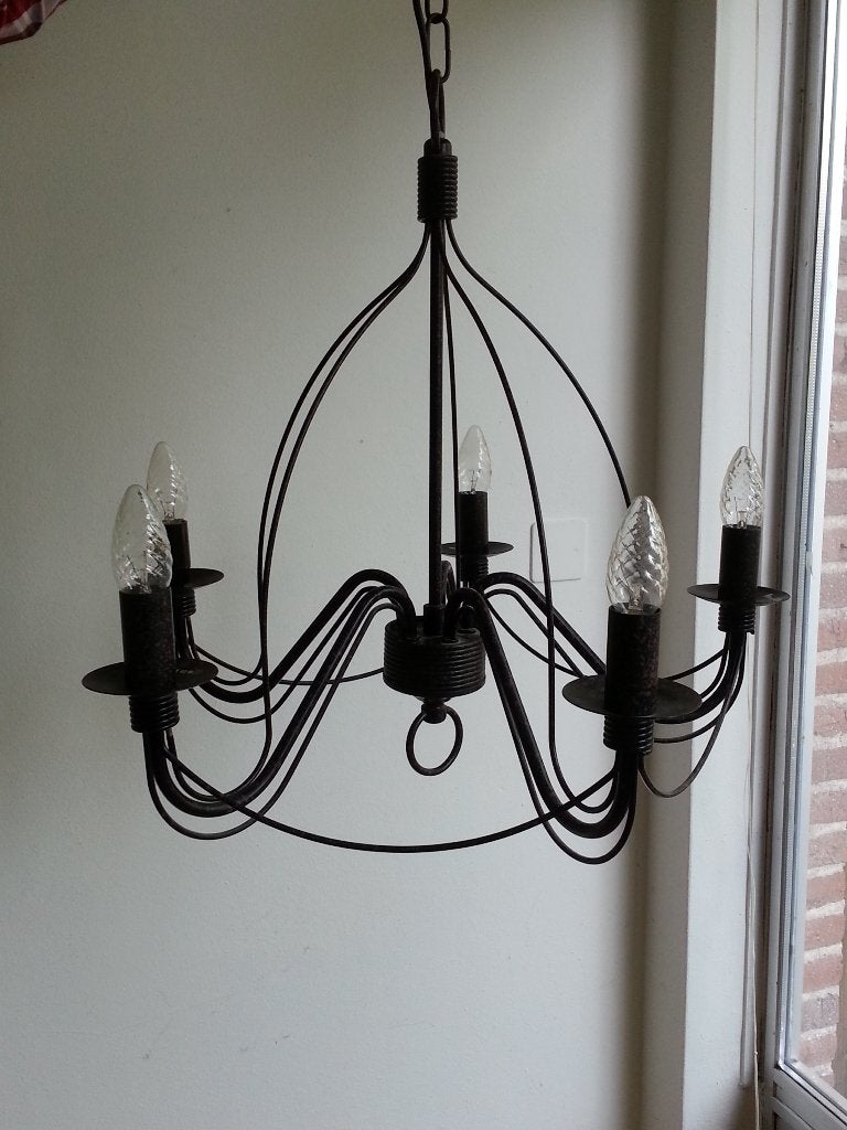 Kroonluchter donkergekleurd, Huis en Inrichting, Ophalen, Gebruikt, Metaal, E14 (klein)