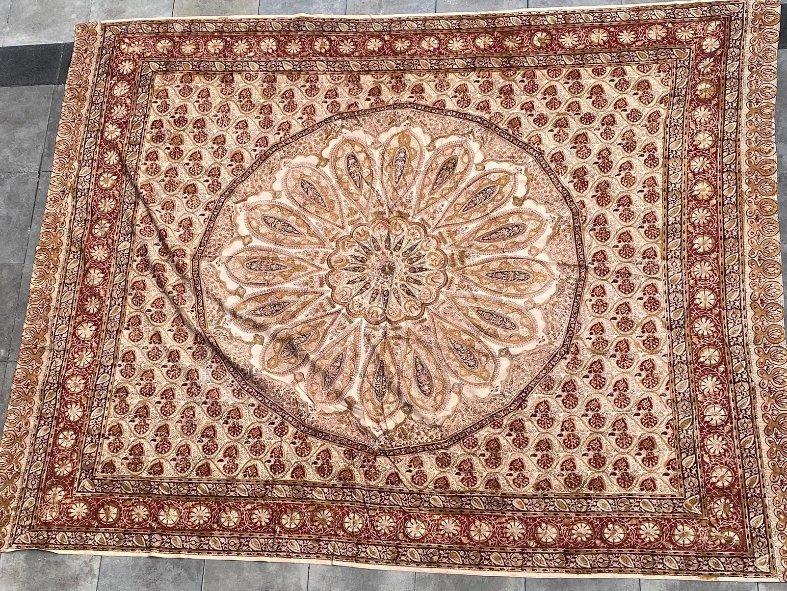 2x Handbedrukt Indiaas Vloerkleed Wandkleed Excellente staat, Ophalen of Verzenden