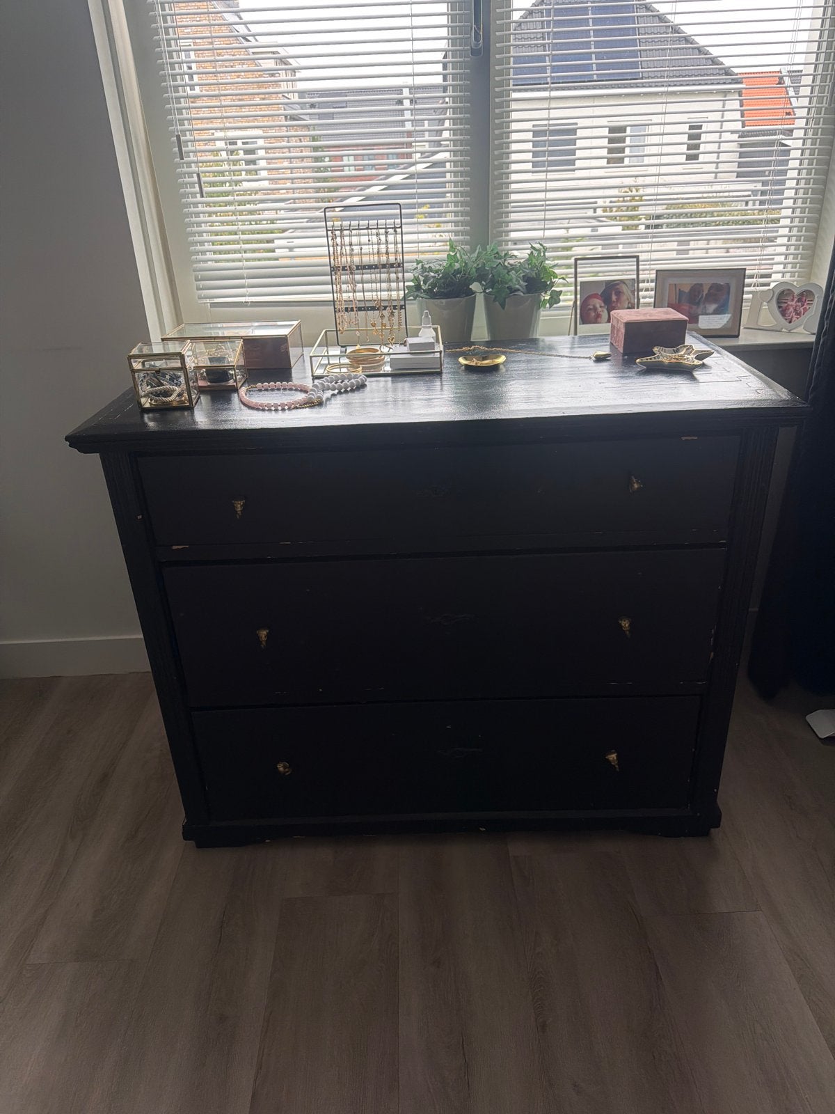 Zwarte ladekast (commode) met 3 laden, Ophalen, Gebruikt, 50 tot 100 cm, 3 of 4 laden