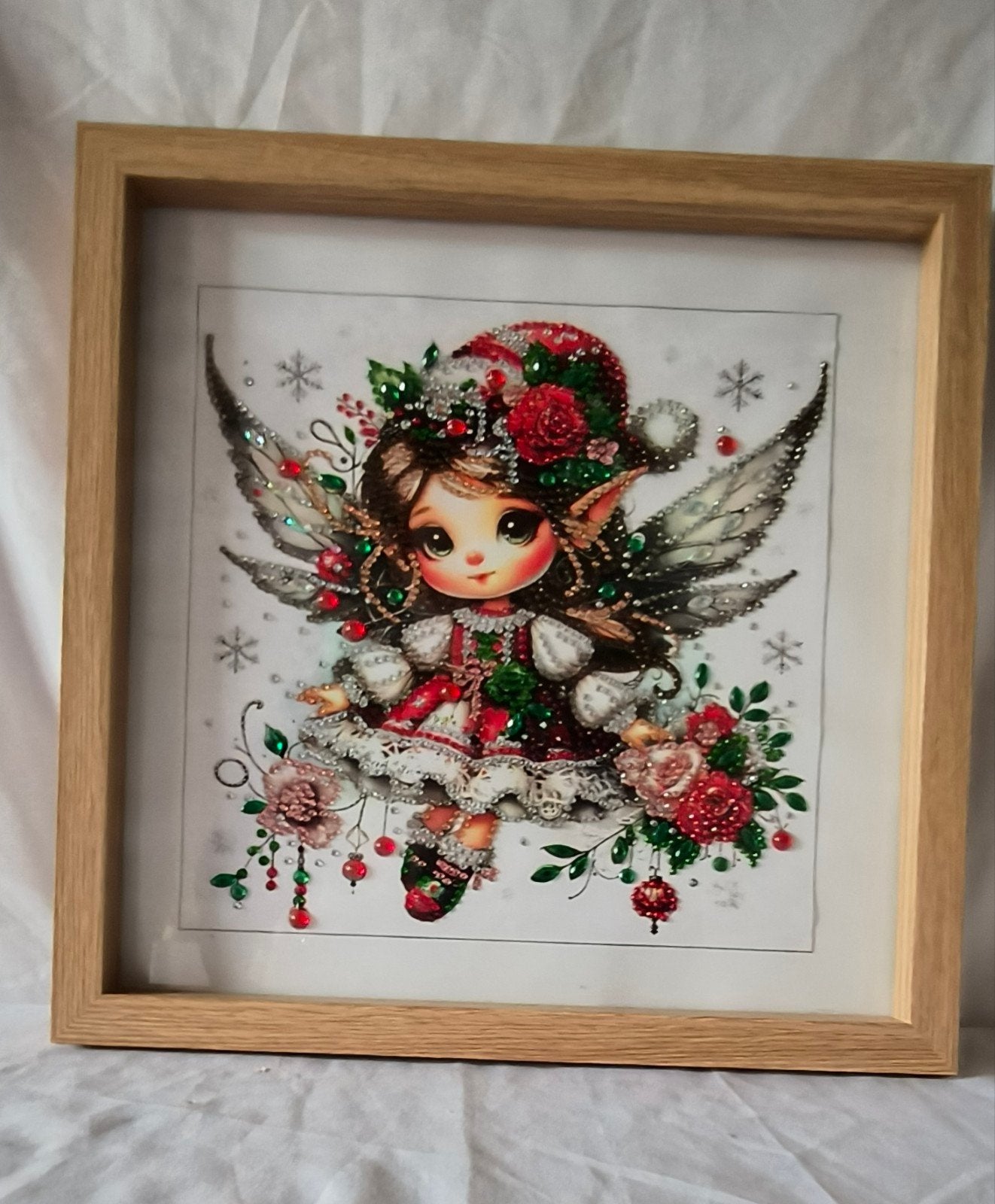 Diamond Painting Kerst Elfje - Ingelijst, Minder dan 50 cm, Nieuw, Ophalen of Verzenden, Schilderij