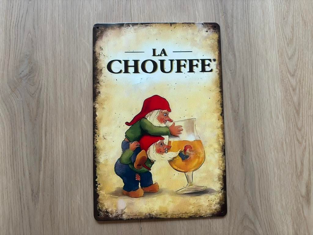 Prachtig vintage reclamebord La Chouffe (30x20), Verzamelen, Merken en Reclamevoorwerpen, Ophalen of Verzenden, Zo goed als nieuw