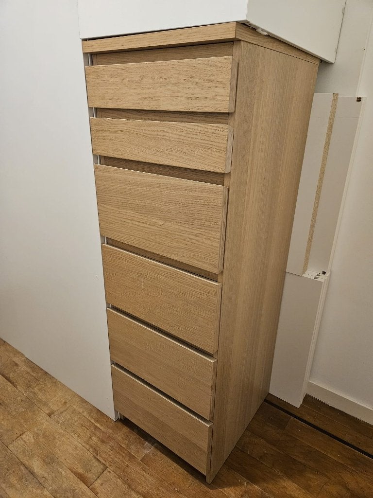 Ikea MALM Ladekast 6 lades spiegelglas 40x123 cm, Ophalen, Gebruikt, 50 tot 100 cm, 3 of 4 laden