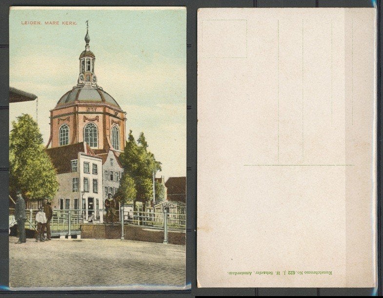 Leiden 1909 Mare Kerk Ansichtkaart 1110b jdu   , Ophalen of Verzenden, Voor 1920, Ongelopen, Zuid-Holland