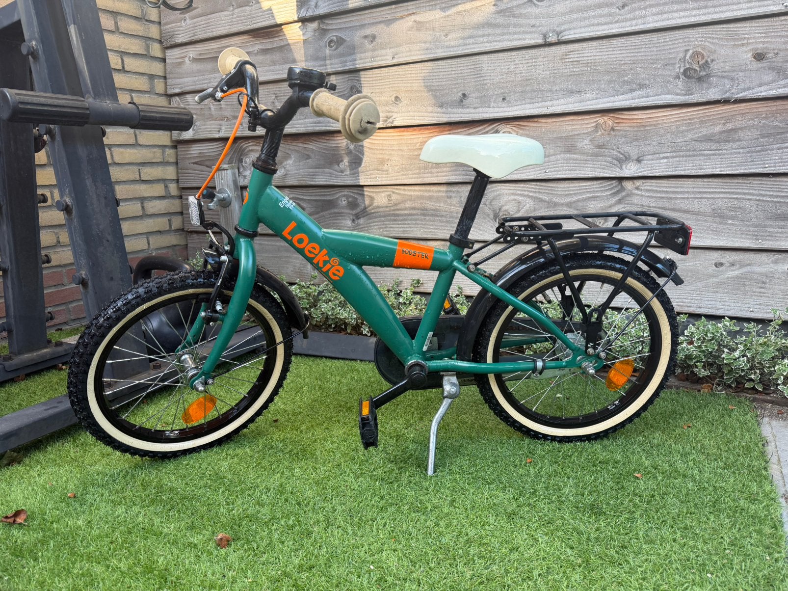 Looki kinderfiets 16 inch – groen/oranje – weinig gebruikt, Ophalen, Zo goed als nieuw, 16 tot 20 inch