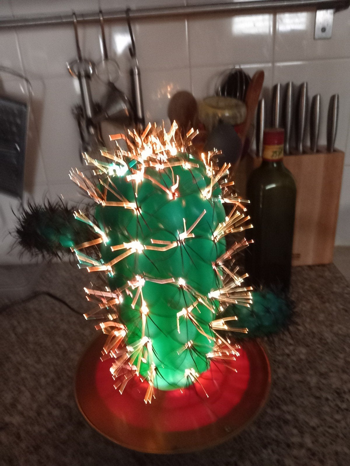 Leuke Cactus Lamp met Glasvezelverlichting, Overige merken, Gebruikt, Kunststof, Ophalen of Verzenden