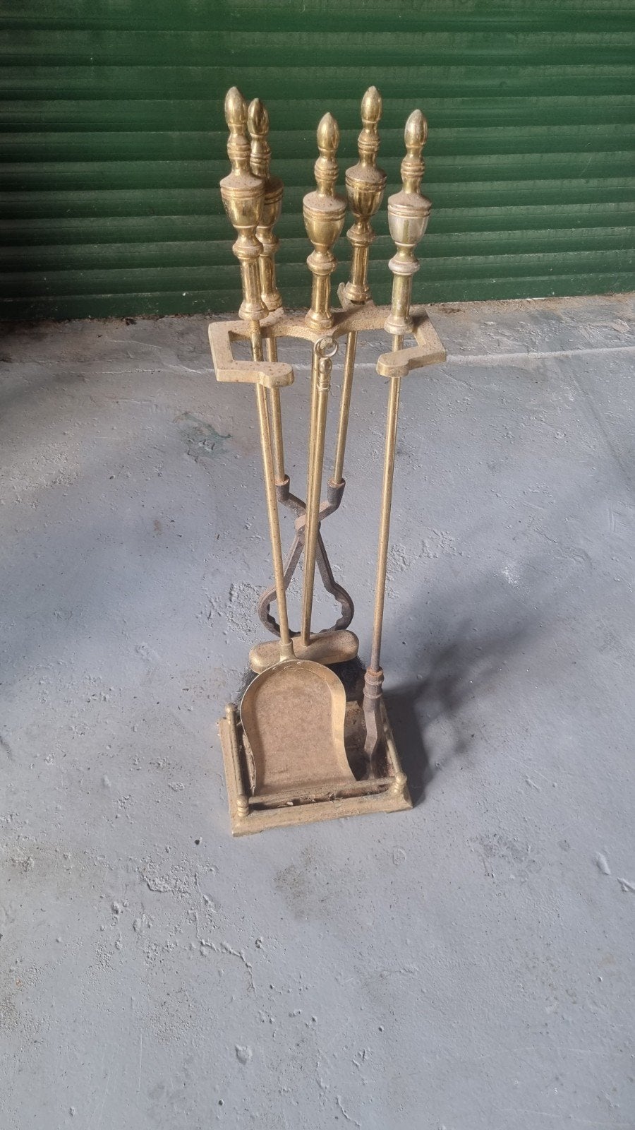 Messing haardstel - Vintage haardgereedschap, Ophalen, Vintage, Gebruikt, Goud