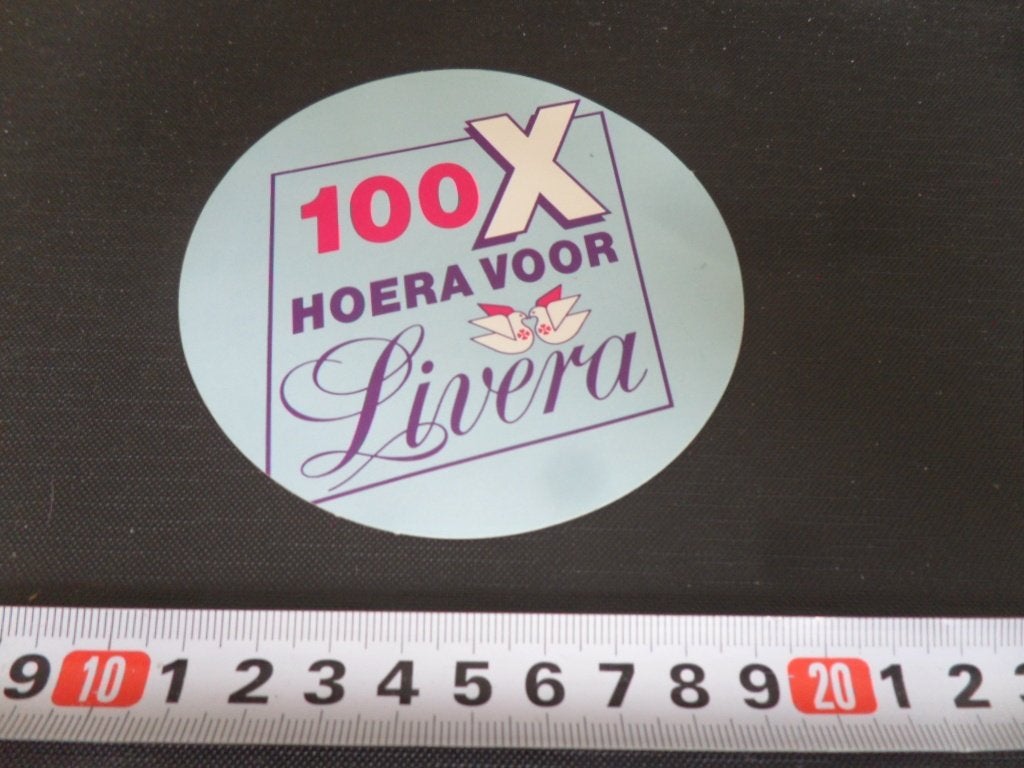 sticker 100 X  Hoera voor  LIVERA, Ophalen of Verzenden, Zo goed als nieuw