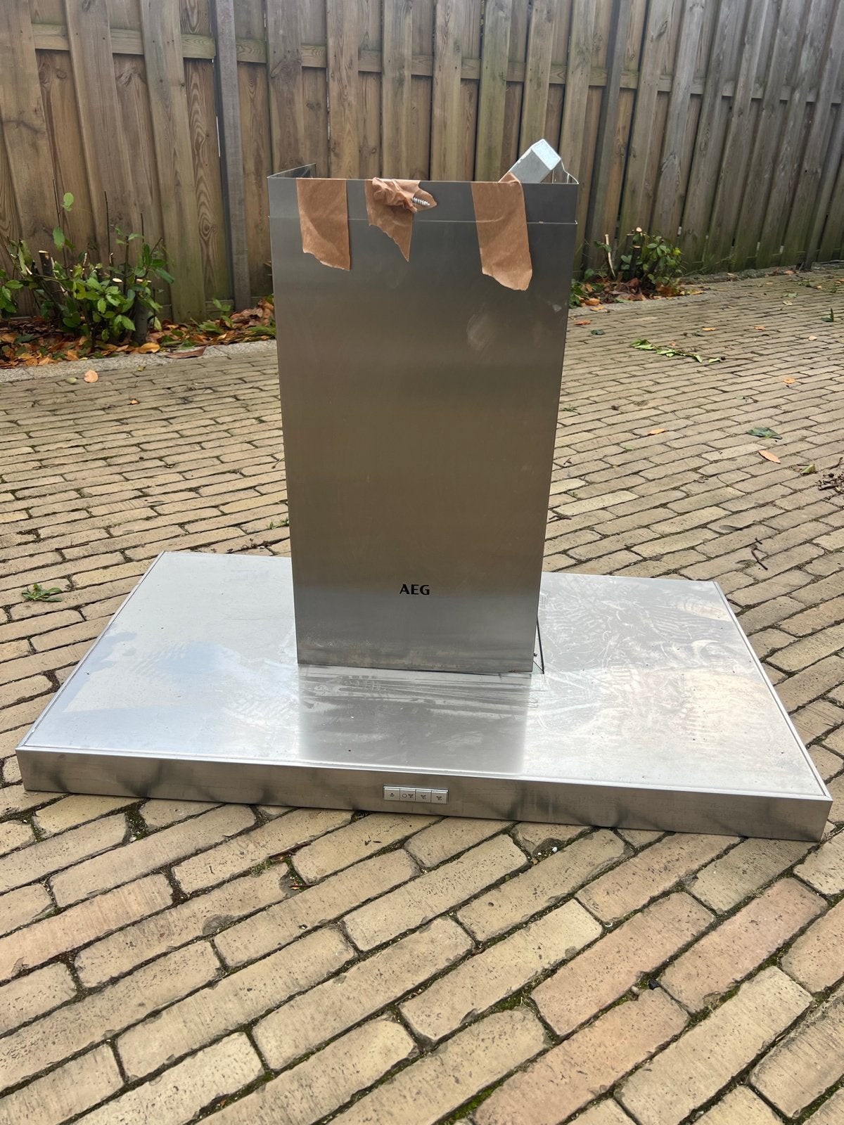 AEG Afzuigkap RVS - Eilandschouwkap, Gebruikt, Ophalen of Verzenden, 400 tot 600 m³ per uur, Eilandschouwkap