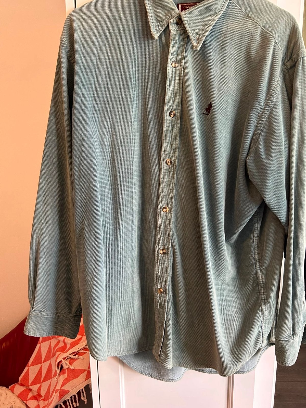 Marlboro Classics Ribstof Overhemd - Maat L, Ophalen of Verzenden, Gedragen, Blauw, Halswijdte 41/42 (L)