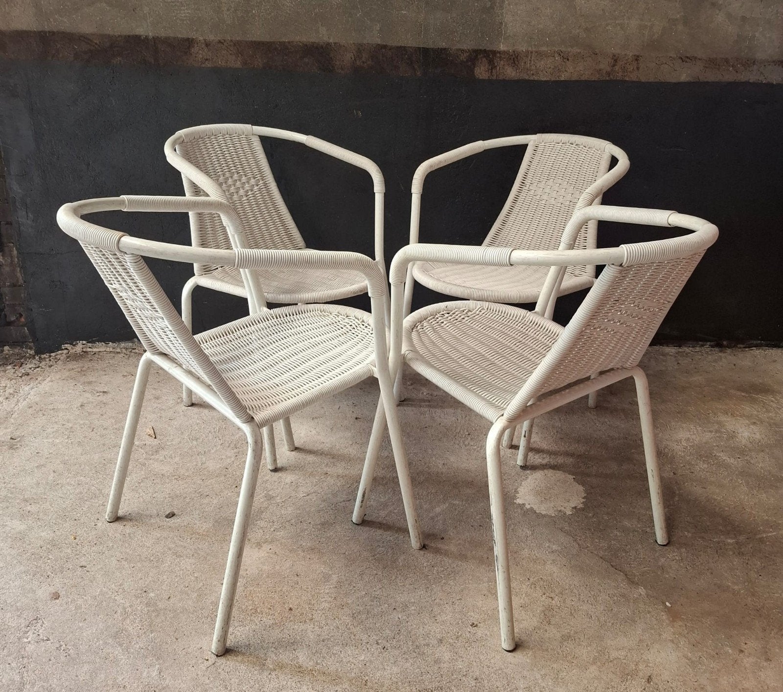 55 x wicker terrasstoelen metaal terras cafe stoelen horeca, Kunststof, Zwart, Ophalen of Verzenden, Zo goed als nieuw