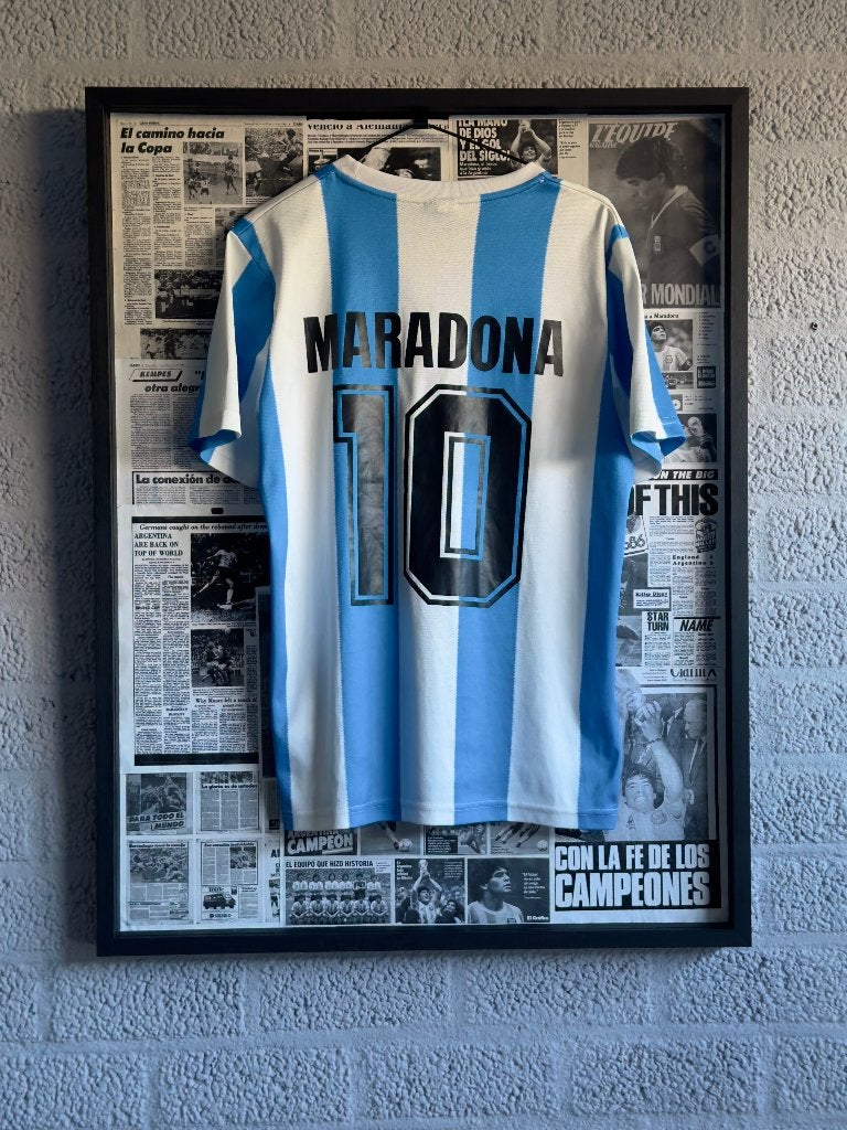 Uniek!   ingelijst shirt  Maradona  WK 1986, Ophalen of Verzenden, Zo goed als nieuw, Buitenlandse clubs, Shirt