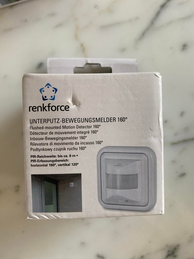Renkforce Inbouw Bewegingsmelder 160 - Nieuw in doos, Ophalen of Verzenden, Nieuw, Detector, Sensor of Melder, Beweging