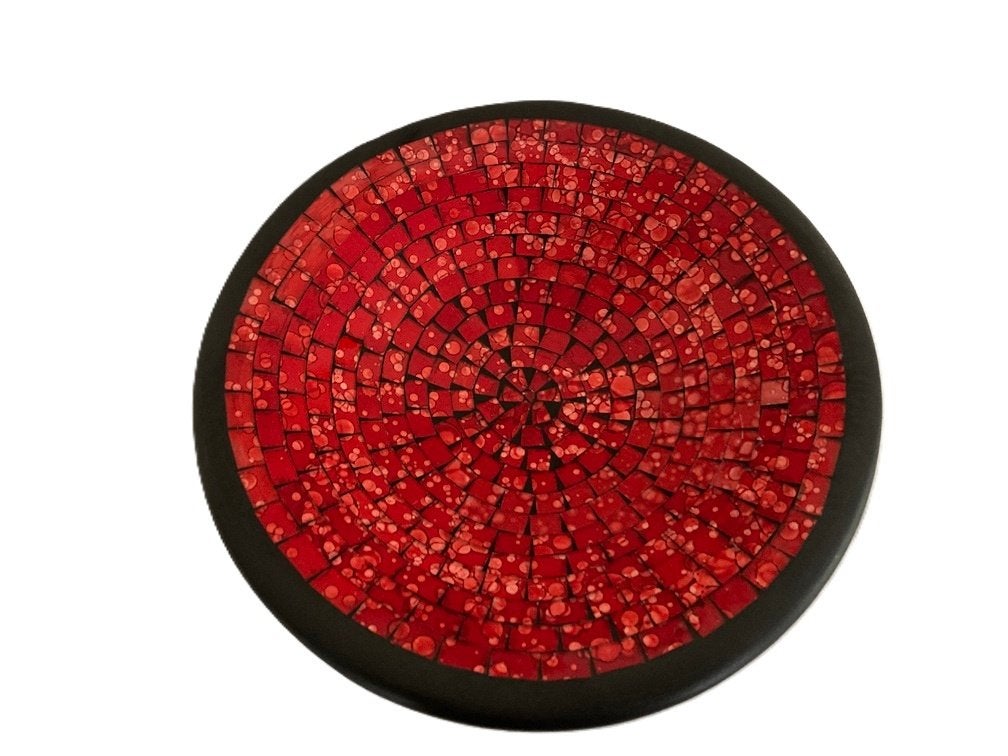 MOZAÏEK SCHAAL ROOD ROND 38 cm NIEUW, Benya Art Craft, Rond, Nieuw, Glas