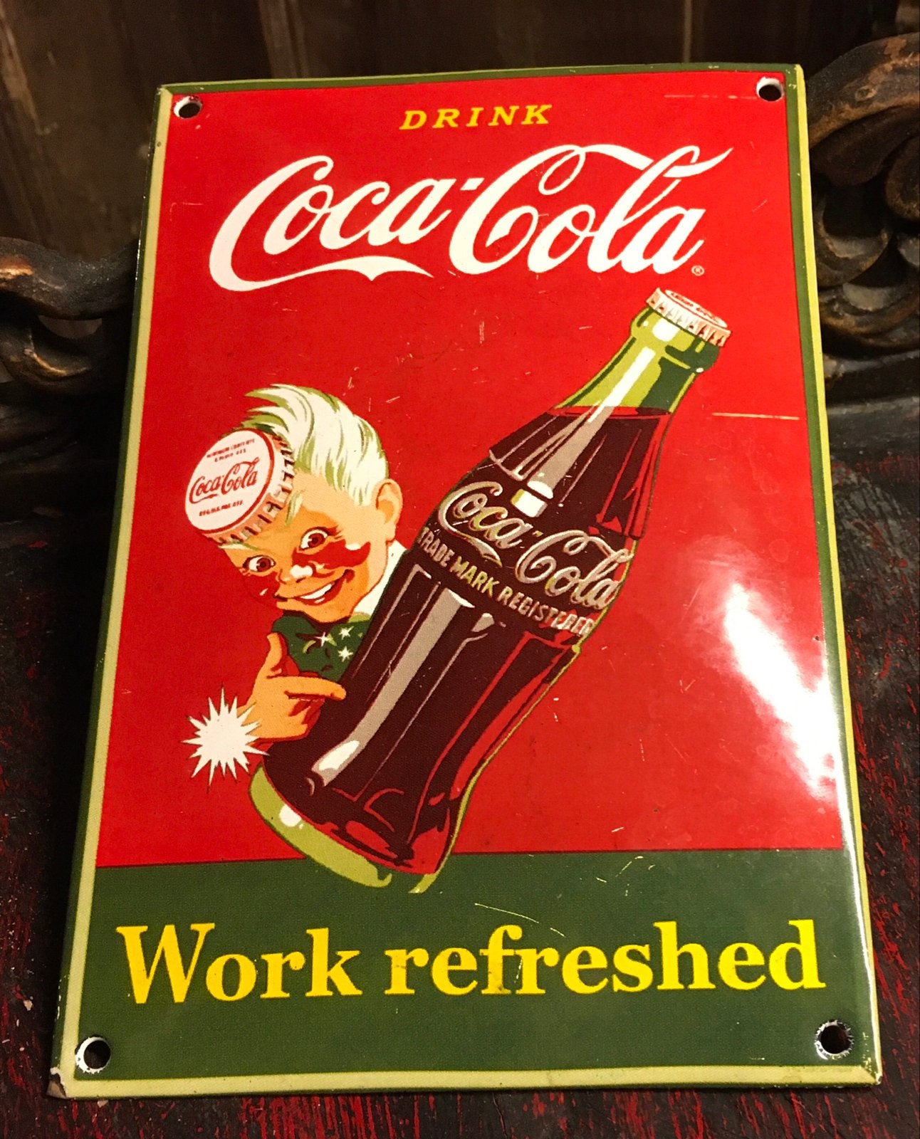 Coca Cola Emaille Bord - Vintage Reclame 21x14 cm, Ophalen of Verzenden