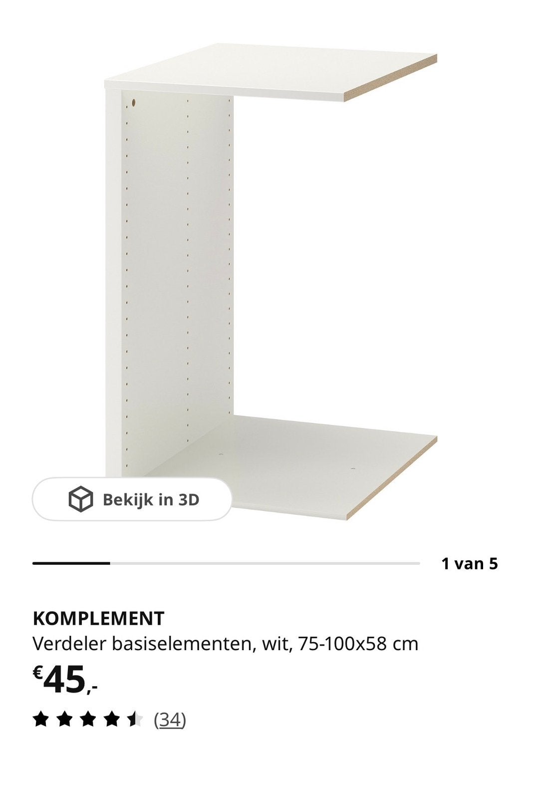 Komplement basiselement/ inzet, Ophalen, Zo goed als nieuw