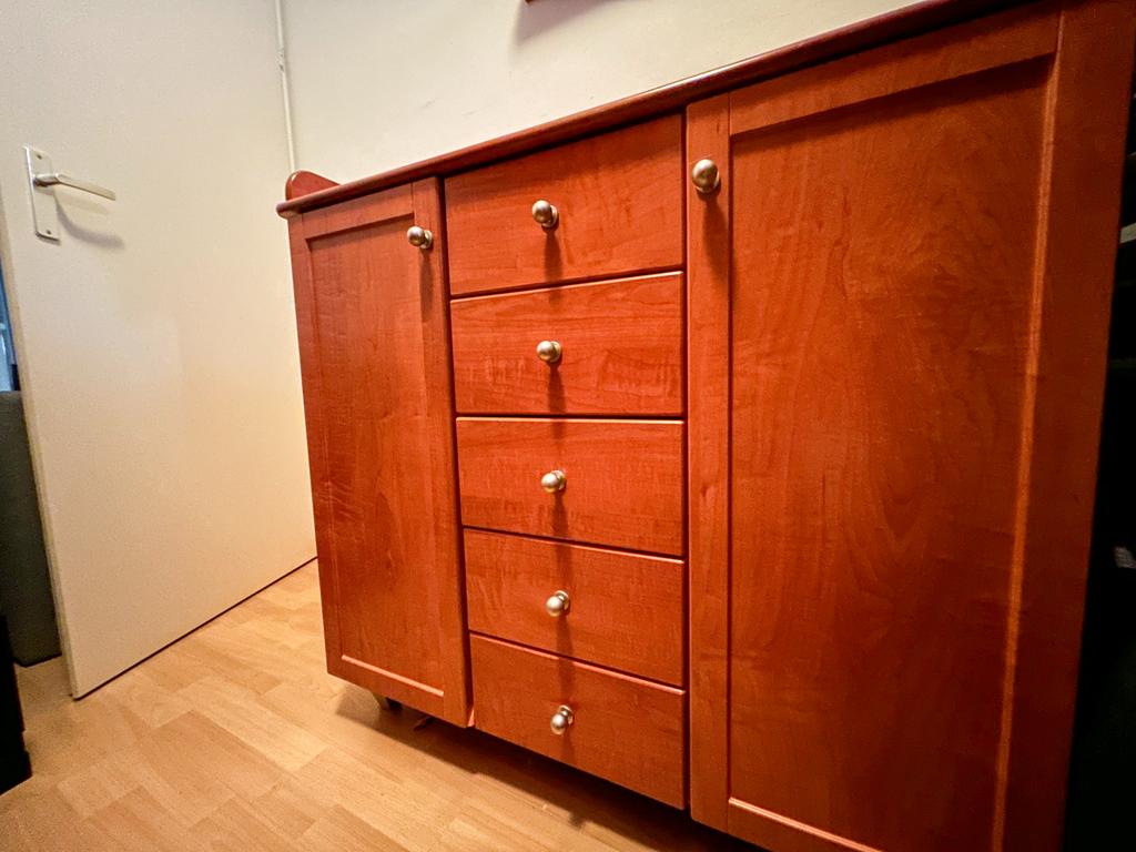 Commode kersenkleur met plank, Ophalen, Gebruikt, 50 tot 70 cm, 100 cm of meer