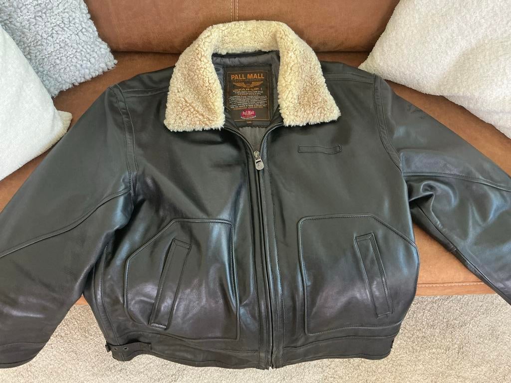 Pall Mall American Classic Leren Jas XXL met Bontkraag, Ophalen, Nieuw, Overige maten, Zwart