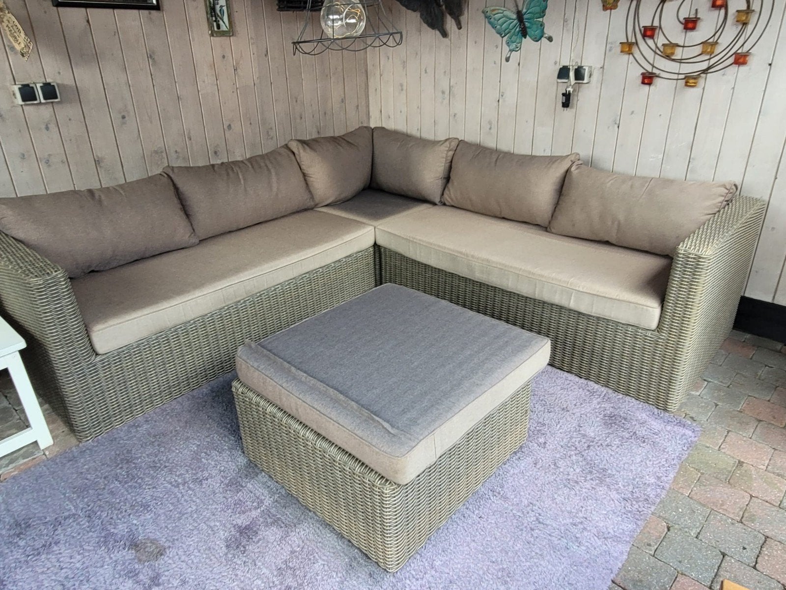 Loungeset met hocker, Ophalen, 5 zitplaatsen, Gebruikt, Bank
