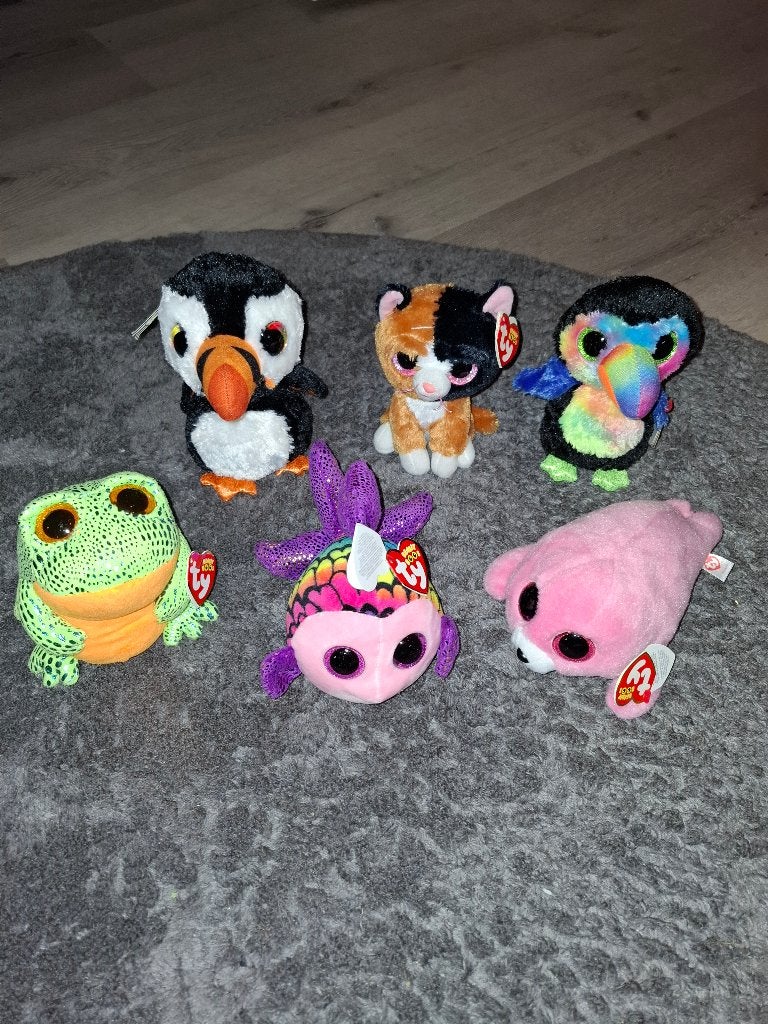 6 Ty knuffels +/- 15cm, Overige karakters, Overige typen, Ophalen of Verzenden, Klein (minder dan 20 cm)