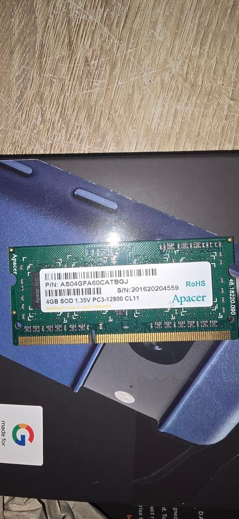 Apacer 4GB DDR3L 1.35V PC3-12800 CL11 Laptop RAM, Computers en Software, Gebruikt, DDR3, Ophalen of Verzenden, Laptop
