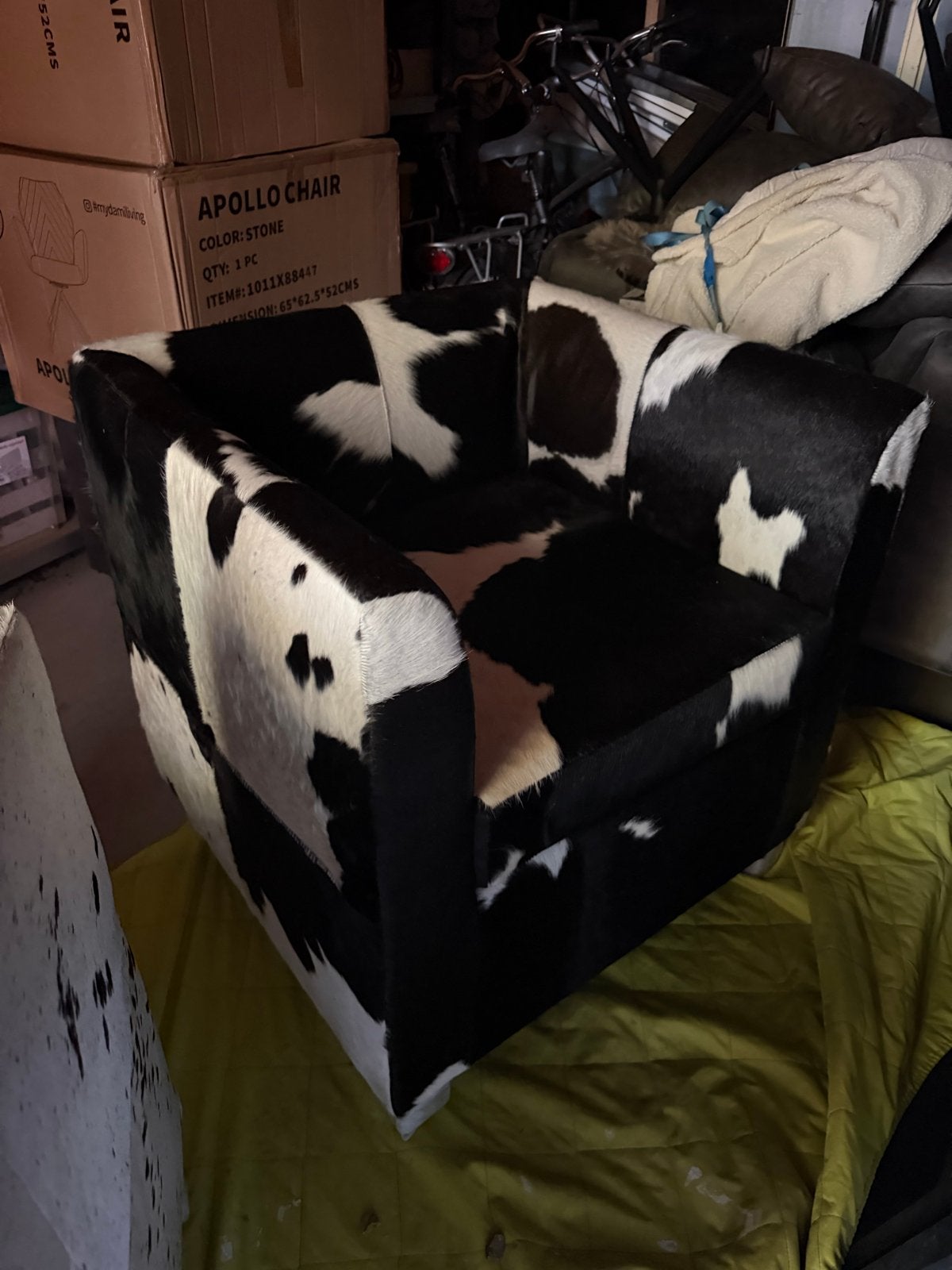2 Stijlvolle fauteuils met koeienhuid print, Ophalen of Verzenden, Nieuw, Leer, 75 tot 100 cm