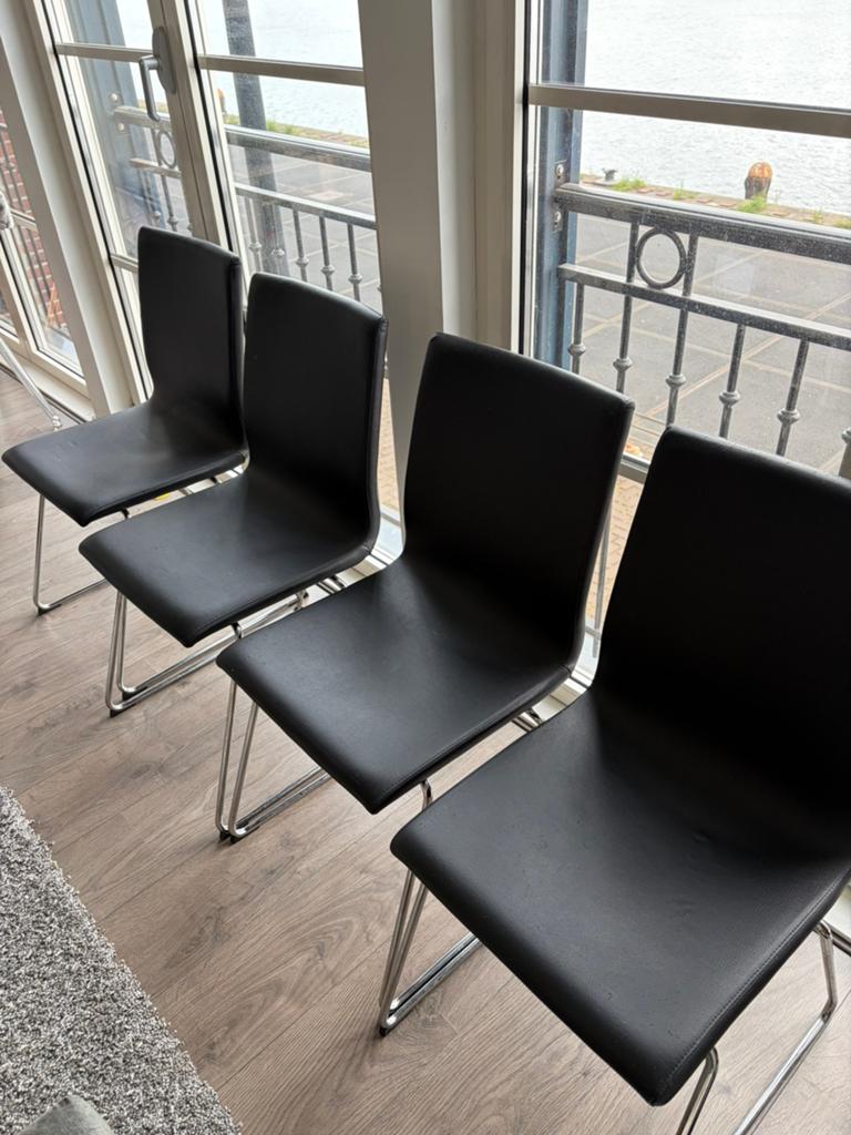 Ikea stoelen set zwart 4 stuks, Ophalen, Gebruikt, Zwart, Vier