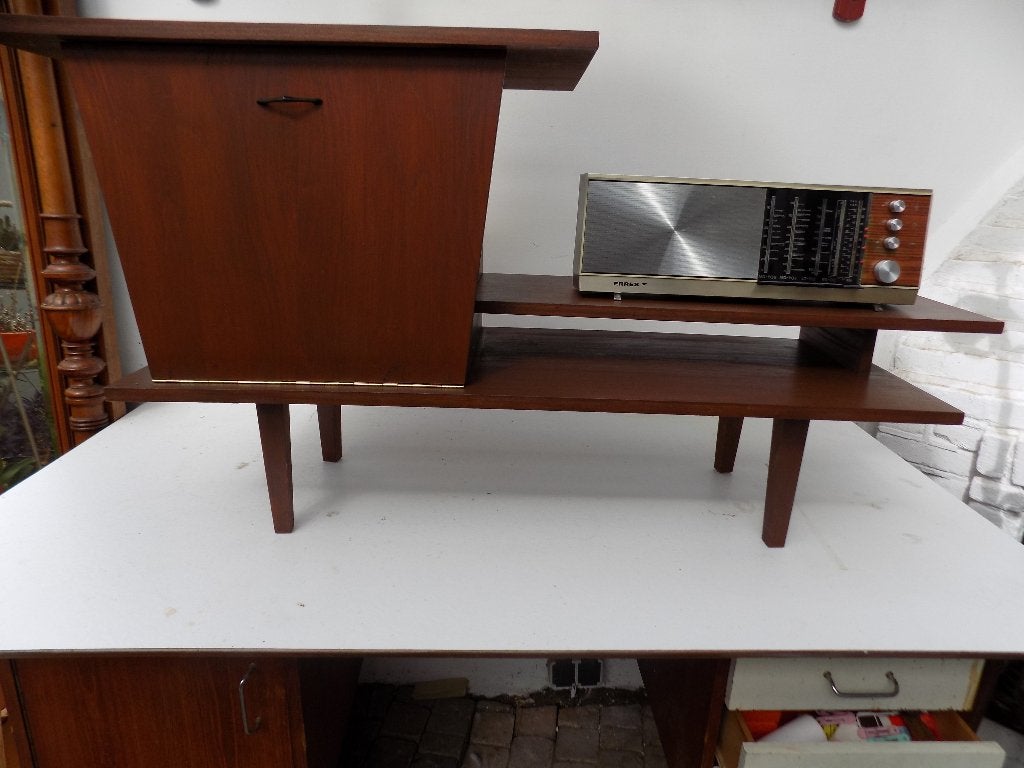 Wandmeubel radio tv meubel jaren 50 60 teak vintage retro, Ophalen, Gebruikt, Hout