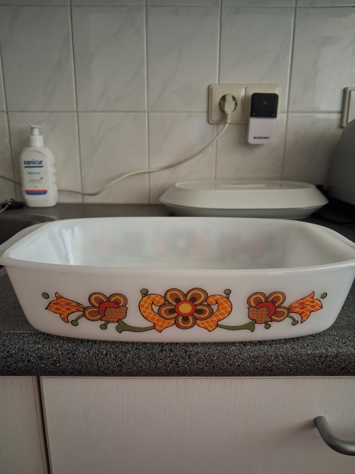 RETRO/VINTAGE FRANSE ARCOPAL SCHAAL/BRAADSLEDE z.g.a.n., Ophalen of Verzenden