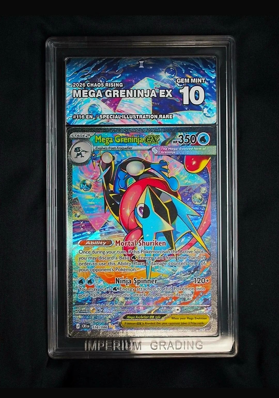 MEGA Greninja SAR English 116/086 - Chaos Rising GEM MINT 10, Ophalen of Verzenden, Nieuw, Losse kaart, Foil