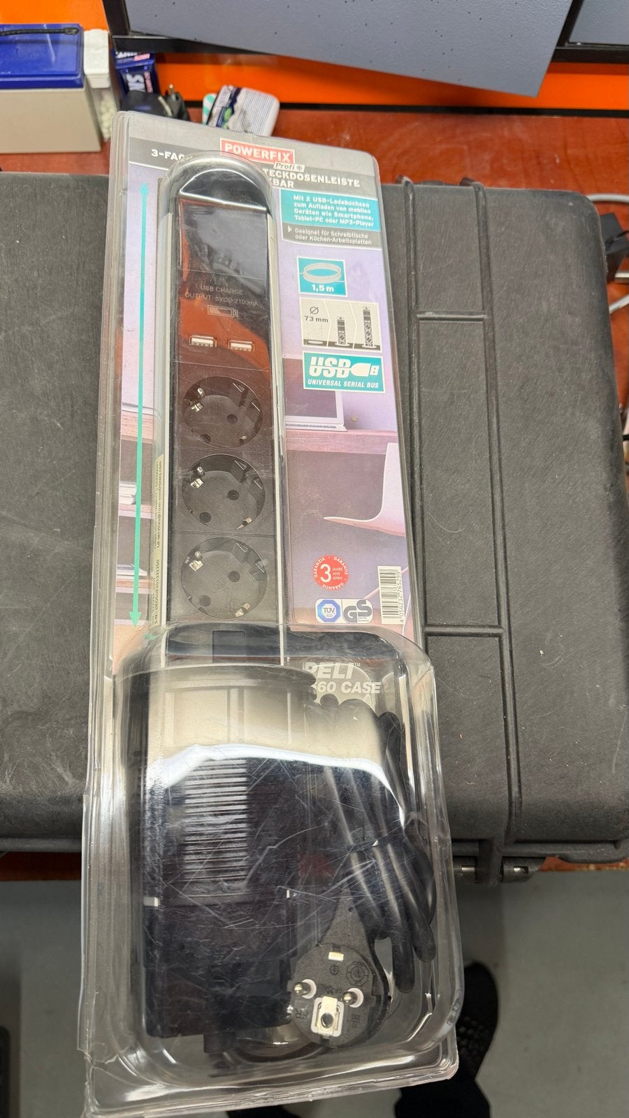 POWERFIX Stekkerdoos met 3 stopcontacten en USB-lader, Ophalen of Verzenden, Nieuw, Stopcontact