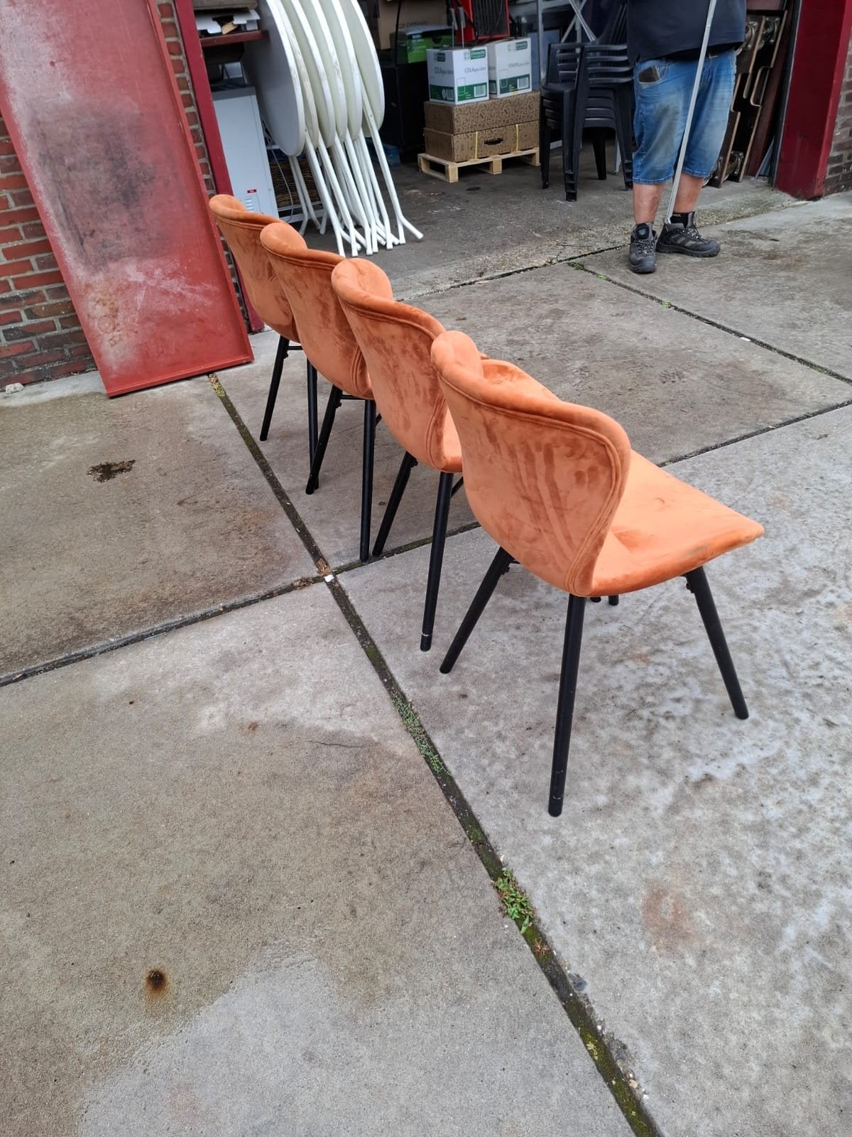 stoelen 4 stuk mooie stoelen 4 stuks met stof bekleding, Ophalen, Hout, Gebruikt, Overige kleuren