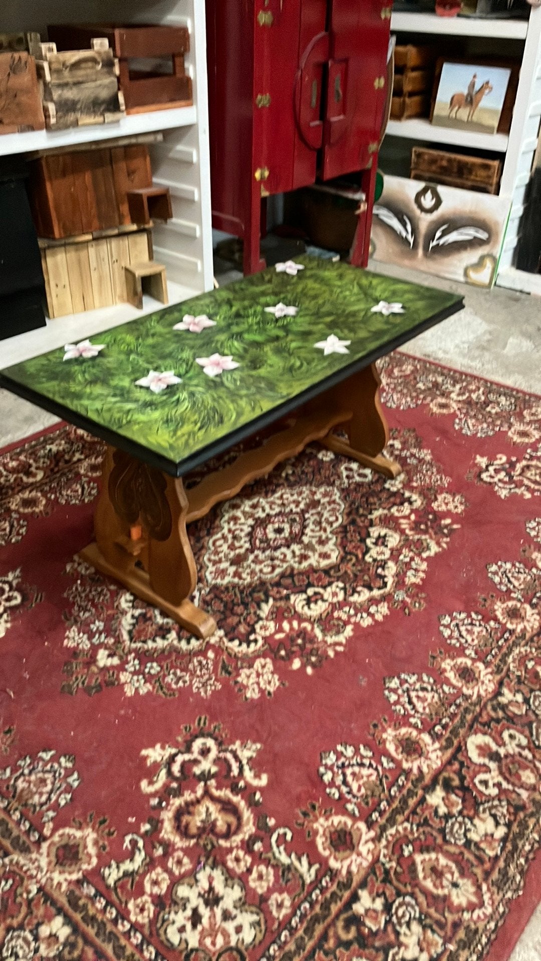 Beschilderde koffie / salontafel, Ophalen, 100 tot 150 cm, Eikenhout, 50 tot 100 cm