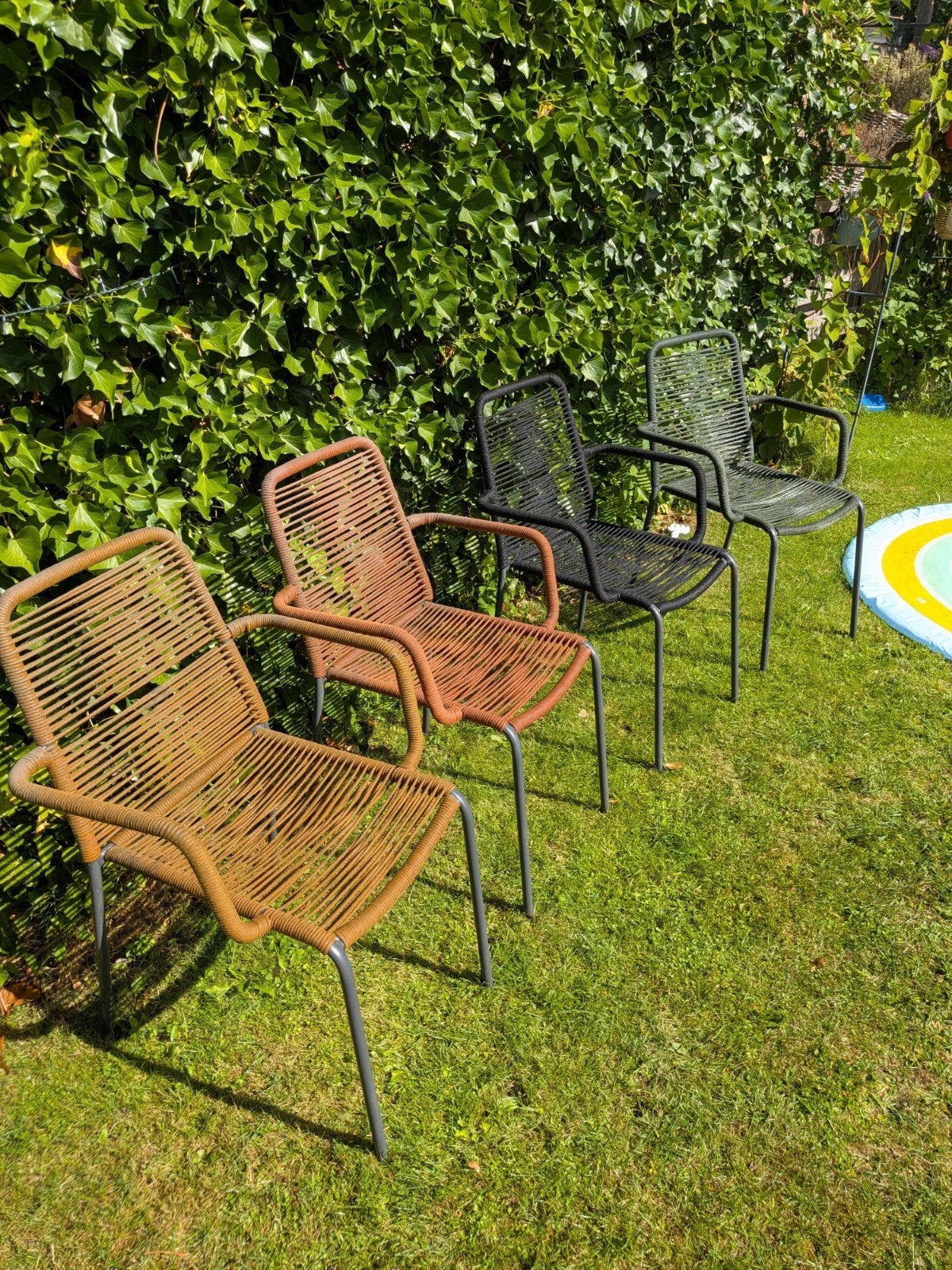 4x tuin eetstoelen met touw, Tuin en Terras, Ophalen