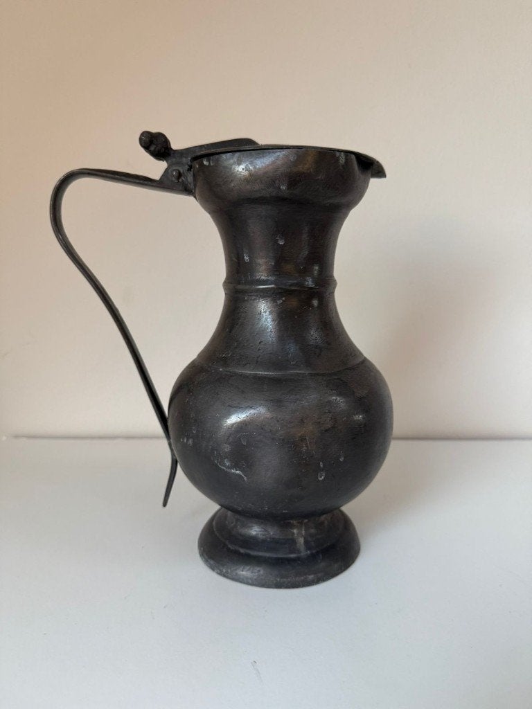 Tin wijnflagon 19e eeuw, Ophalen of Verzenden