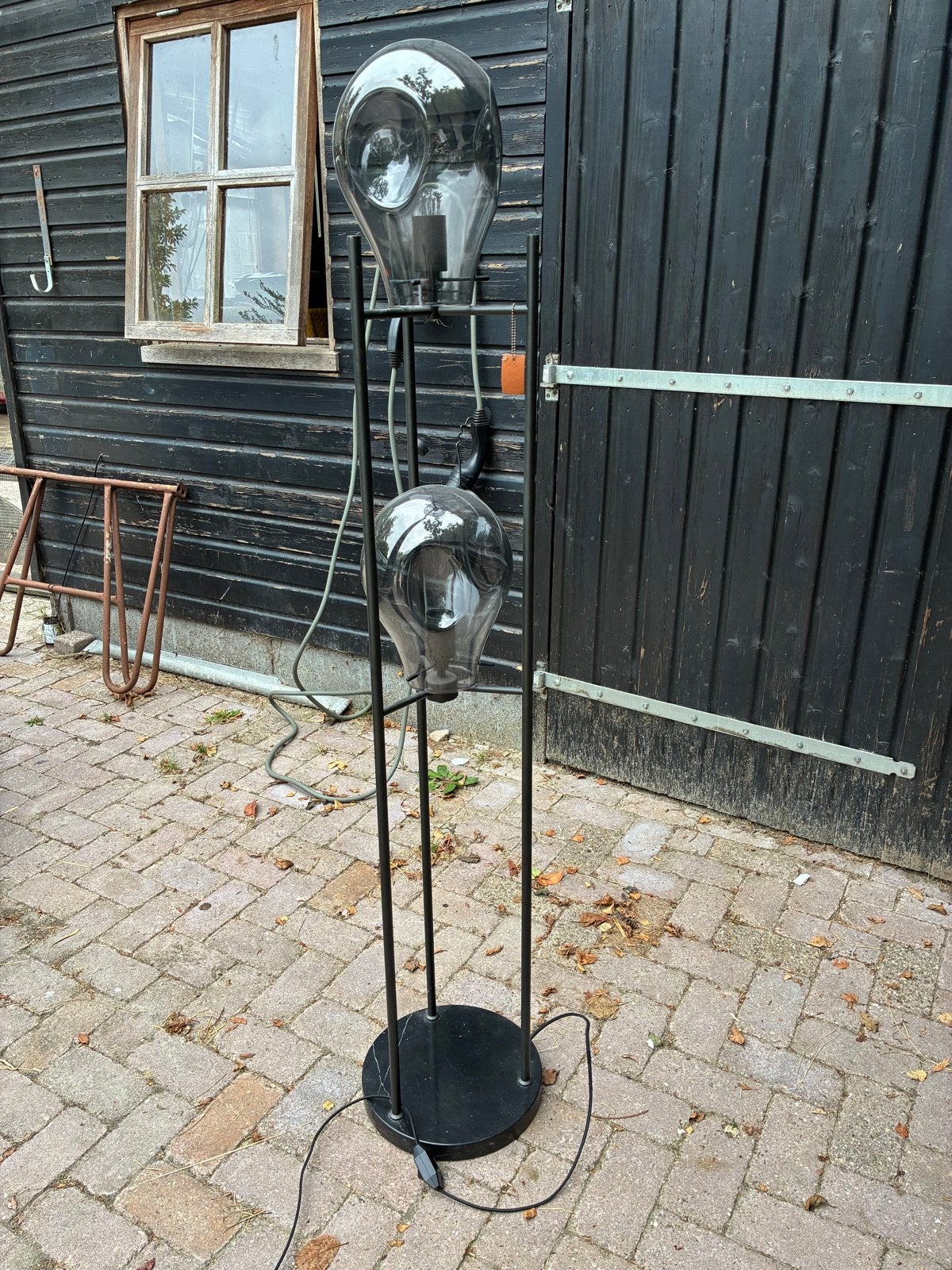 Coco Maison Vloerlamp met 2 Glazen Bollen, Ophalen, Gebruikt, E27 (groot), Metaal